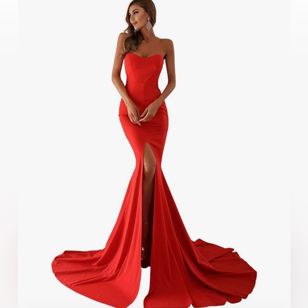 Elegant sleeveless ball gown in red size XS/2 with stretch read description